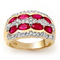 2.50 CTW Ruby & Diamond Ring 14K Yellow Gold - REF-105V5Y - 14147