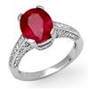 Image 1 : 5.0 CTW Ruby & Diamond Ring 10K White Gold - REF-70Y9X - 11884