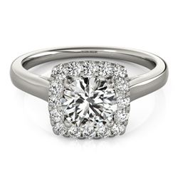 1.37 CTW Certified VS/SI Diamond Solitaire Halo Ring 18K White Gold - REF-393K5W - 26281