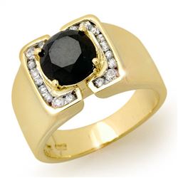 2.33 CTW VS Certified Black & White Diamond Men's Ring 10K Yellow Gold - REF-90N7A - 11929