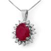 Image 2 : 5.32 CTW Ruby & Diamond Pendant 14K White Gold - REF-87F3N - 13815