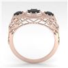Image 4 : 1.0 CTW Past Present Future Black Diamond Ring 18K Rose Gold - REF-81A3V - 36059