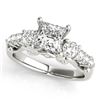 Image 2 : 2.1 CTW Certified VS/SI Diamond 3 Stone Princess Cut 2Pc Set 14K White Gold - REF-507M3F - 32027