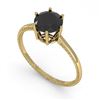 Image 2 : 1.0 CTW Black Diamond Solitaire Engagement Ring 18K Yellow Gold - REF-53N6A - 35902