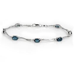 5.02 CTW Blue Sapphire & Diamond Bracelet 10K White Gold - REF-36V7Y - 10937