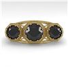 Image 1 : 2 CTW Past Present Future Black Diamond Ring 18K Yellow Gold - REF-90X4R - 36076