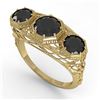 Image 2 : 2 CTW Past Present Future Black Diamond Ring 18K Yellow Gold - REF-90X4R - 36076