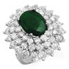 Image 2 : 10.02 CTW Emerald & Diamond Ring 18K White Gold - REF-368M4F - 13306