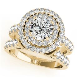 2.67 CTW Certified VS/SI Diamond 2Pc Wedding Set Solitaire Halo 14K Yellow Gold - REF-458A4V - 31222