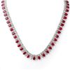 Image 1 : 26 CTW Ruby & Diamond Necklace 14K White Gold - REF-709W3H - 11715