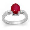 Image 2 : 3.70 CTW Ruby & Diamond Ring 14K White Gold - REF-63R8K - 11683