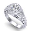 Image 1 : 1.07 CTW VS/SI Diamond Art Deco Ring 18K White Gold - REF-321M2F - 36884