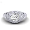 Image 2 : 1.07 CTW VS/SI Diamond Art Deco Ring 18K White Gold - REF-321M2F - 36884