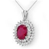 Image 2 : 10.81 CTW Ruby & Diamond Pendant 18K White Gold - REF-263H6M - 12987