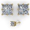 Image 2 : 1.0 CTW VS/SI Princess Diamond Stud Solitaire Earrings 18K Yellow Gold - REF-178R2K - 35830