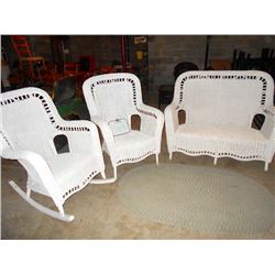 3 PC White Wicker Set