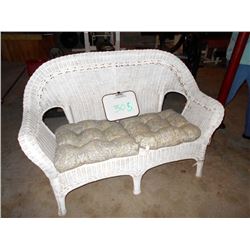 White Wicker Settee