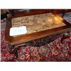 Image 1 : 48" x 32" Ornate Heavy Mahogany Curved Brown Marble Top Coffee Table