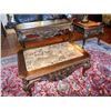Image 2 : 48" x 32" Ornate Heavy Mahogany Curved Brown Marble Top Coffee Table