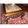 Image 4 : 48" x 32" Ornate Heavy Mahogany Curved Brown Marble Top Coffee Table