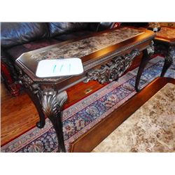52" x 23" x 19" Ornate Heavy Mahogany Curved Sofa or Window Table