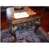 Image 1 : 28" x 28" x 26" Heavy Mahogany Ornate Marble Top Lamp Table