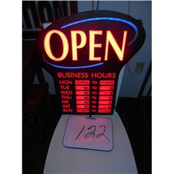 LIGHT UP BUSINESS SIGN W/ HOURS