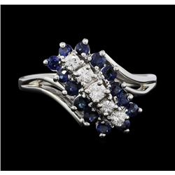 14KT White Gold 0.50 ctw Sapphire and Diamond Ring