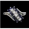 Image 1 : 14KT White Gold 0.50 ctw Sapphire and Diamond Ring