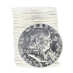 Roll of (20) 1963 Brilliant Uncirculated Franklin Half Dollar Silver Coins