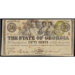 1863 Fifty Cents The State of Georgia Obsolete Bank Note