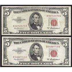 Lot of (2) 1953A $5 Legal Tender Notes