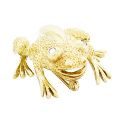 18KT Yellow Gold 0.08 ctw Diamond Frog Pin