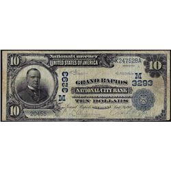 1902 $10 Grand Rapids National City Bank National Currency Note CH#3293