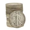 Image 1 : Roll of (20) Assorted Date Walking Liberty Half Dollar Coins Circulated