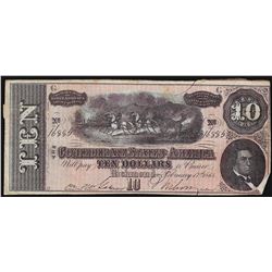 1864 $10 Confederate States of America Note