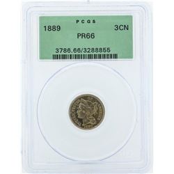 1889 Three Cent Nickel Piece Proof Coin PCGS PR66