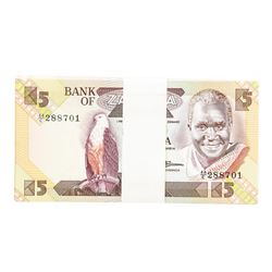 Pack of (100) Zambia 5 Kawacha Uncirculated Notes