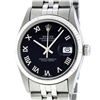 Image 2 : Rolex Mens Stainless Steel Black Roman Datejust Wristwatch