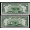 Image 2 : Lot of (2) 1953A $5 Silver Certificate Notes