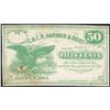 Image 1 : 1862 Fifty Cents C. & C.R. Harmon & Root Obsolete Note
