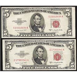 Lot of (2) 1953B $5 Legal Tender Notes