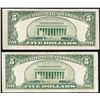 Image 2 : Lot of (2) 1953B $5 Legal Tender Notes
