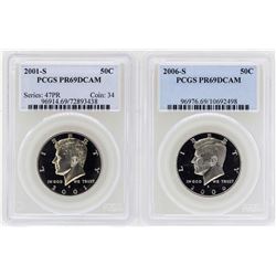 Lot of (2) Assorted Kennedy Half Dollar Coins PCGS PR69DCAM