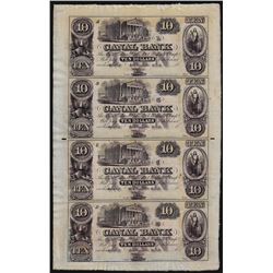 Uncut Sheet of $10 Canal Bank New Orleans Obsolete Notes