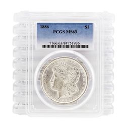 Lot of (10) 1886 $1 Morgan Silver Dollar Coins PCGS MS63