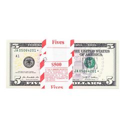 Pack of (100) Consecutive 2009 $5 Federal Reserve STAR Notes Uncirculated