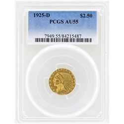 1925-D $2 1/2 Indian Head Quarter Eagle Gold Coin PCGS AU55
