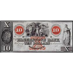 1800's $10 Hagerstown Bank Maryland Obsolete Bank Note