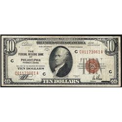 1929 $10 Federal Reserve Bank Note Philadelphia